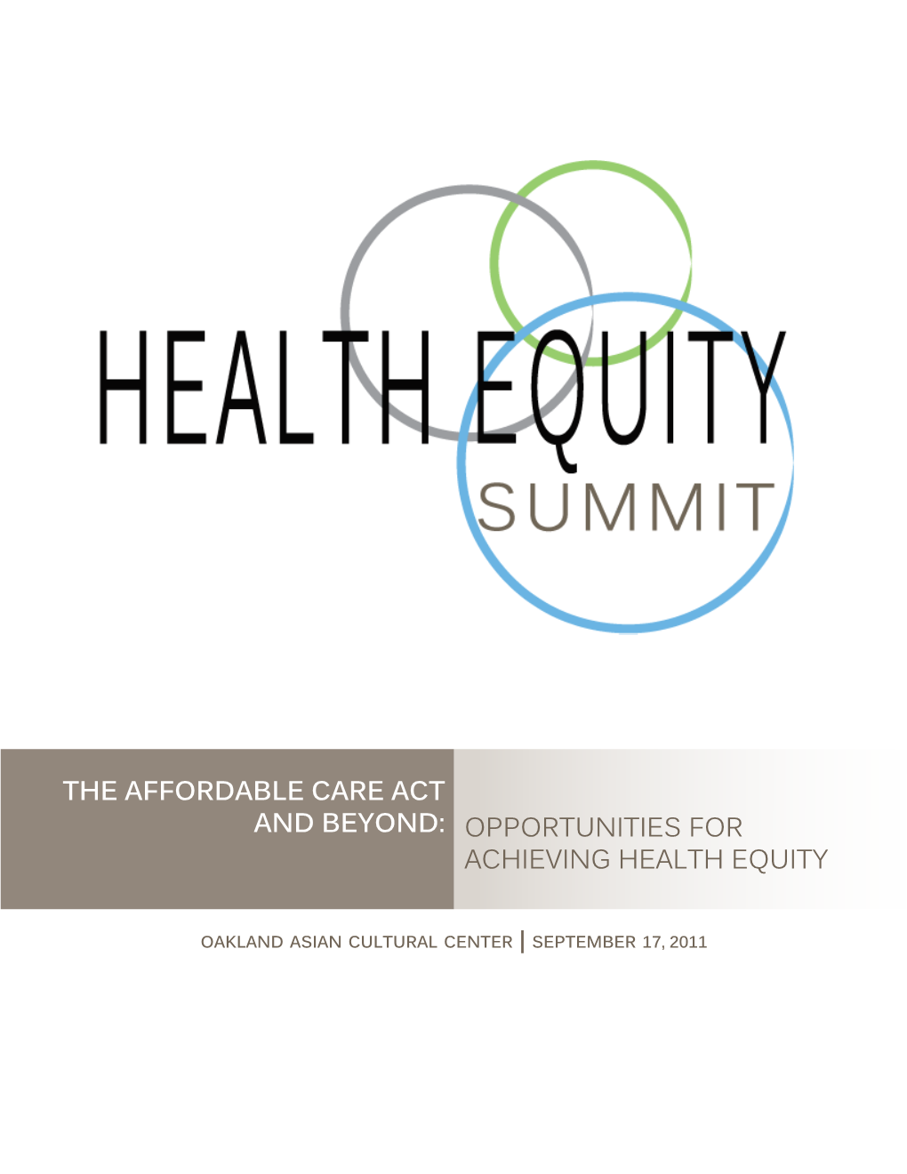 Opportunities for Achieving Health Equity