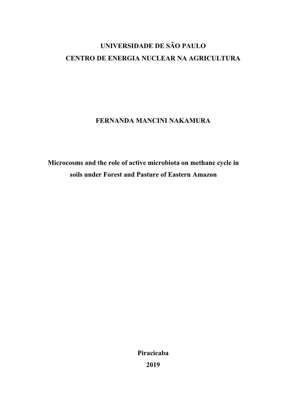 Universidade De São Paulo Centro De Energia Nuclear Na Agricultura