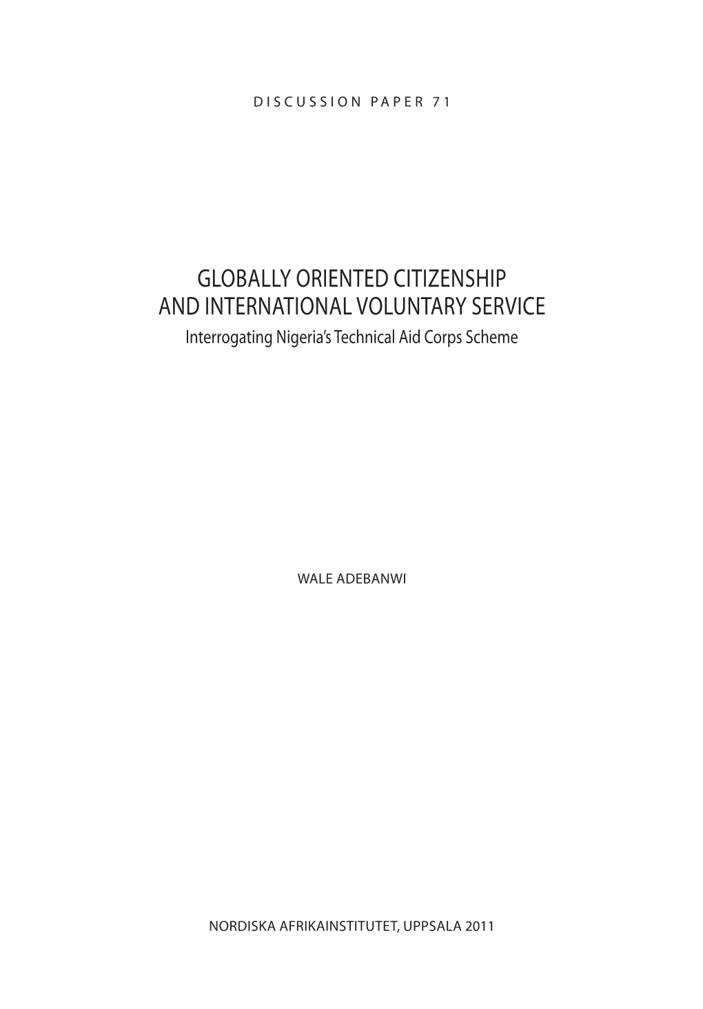 Globally Oriented Citizenship and International Voluntary Service