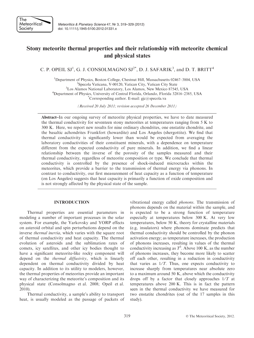 Stony Meteorite Thermal Properties and Their Relationship to Meteorite