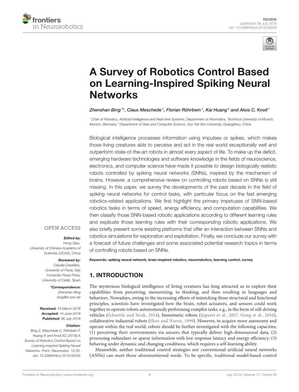 A Survey of Robotics Control Based on Learning-Inspired Spiking Neural Networks