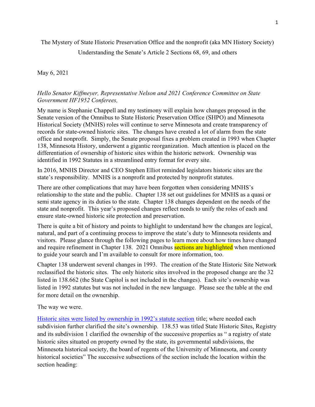 The Mystery of State Historic Preservation Office and the Nonprofit (Aka MN History Society) Understanding the Senate’S Article 2 Sections 68, 69, and Others