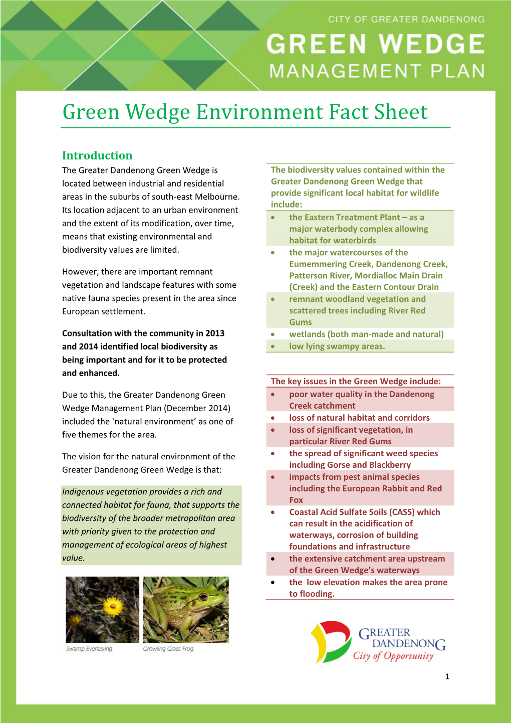 Green Wedge Environment Fact Sheet