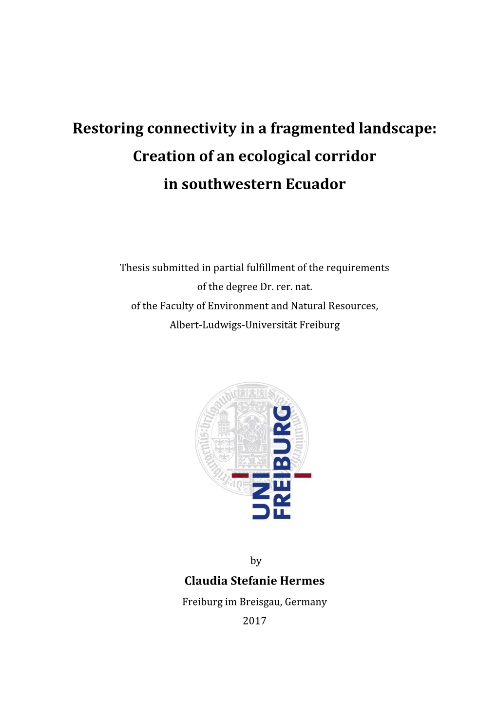 Creation of an Ecological Corridor in Southwestern Ecuador