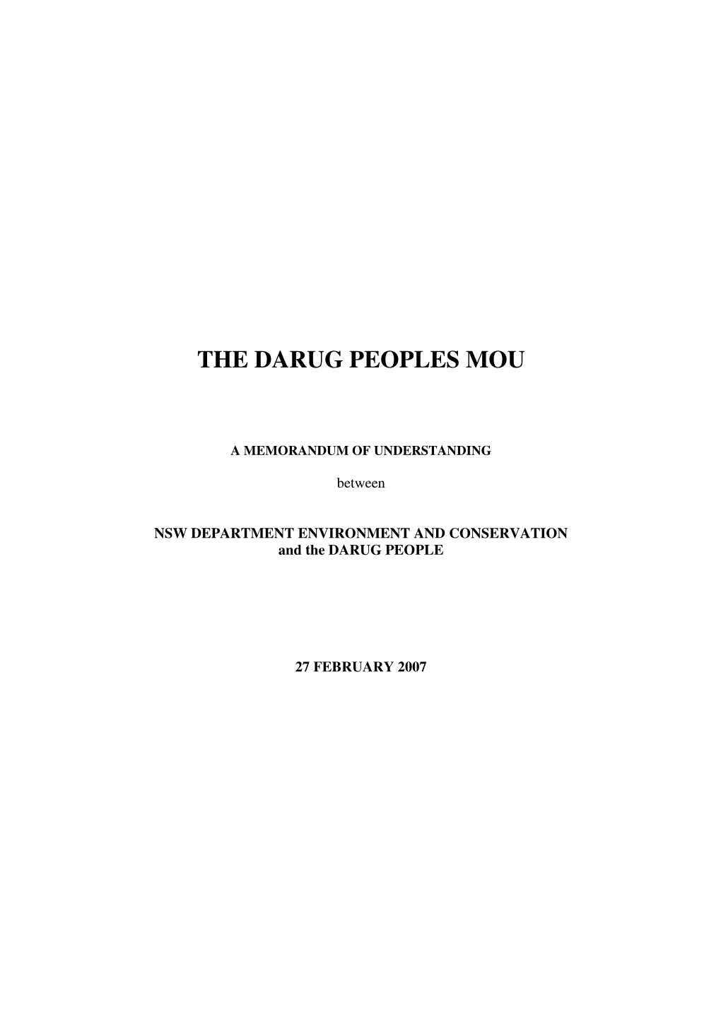 The Darug Peoples Mou