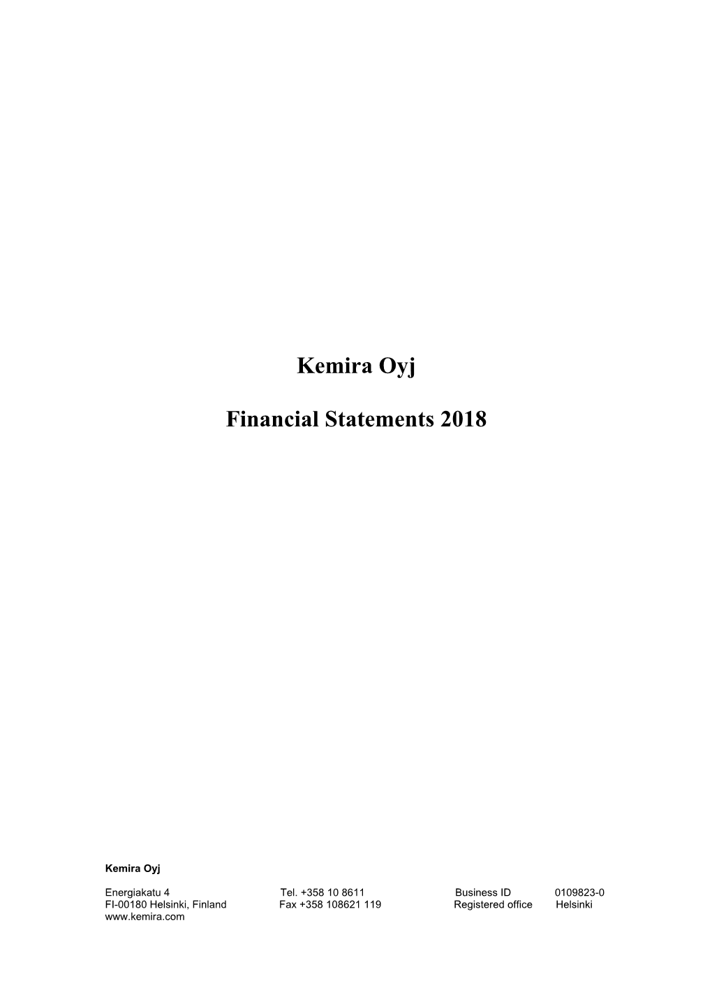 Kemira Oyj Financial Statements 2018