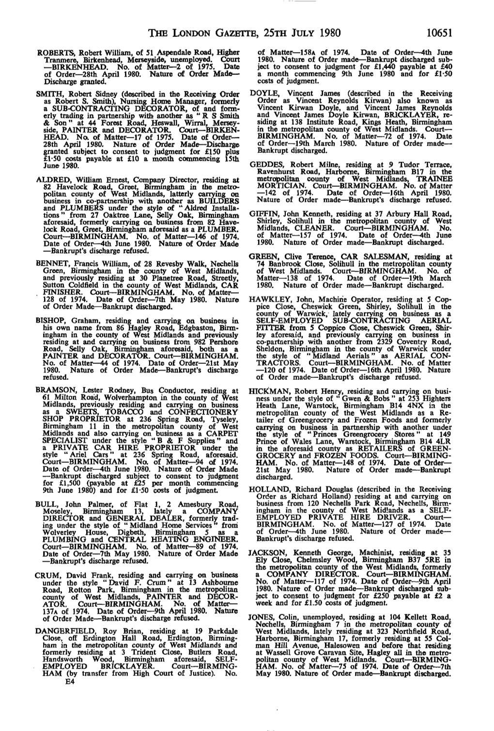 The London Gazette, 25Th July 1980 10651