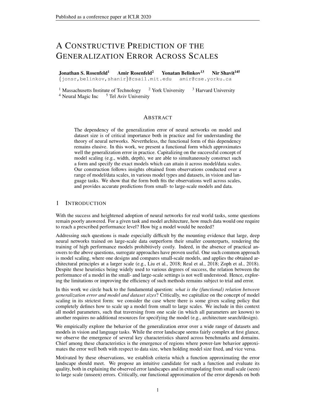 A Constructive Prediction of the Generalization Across Scales