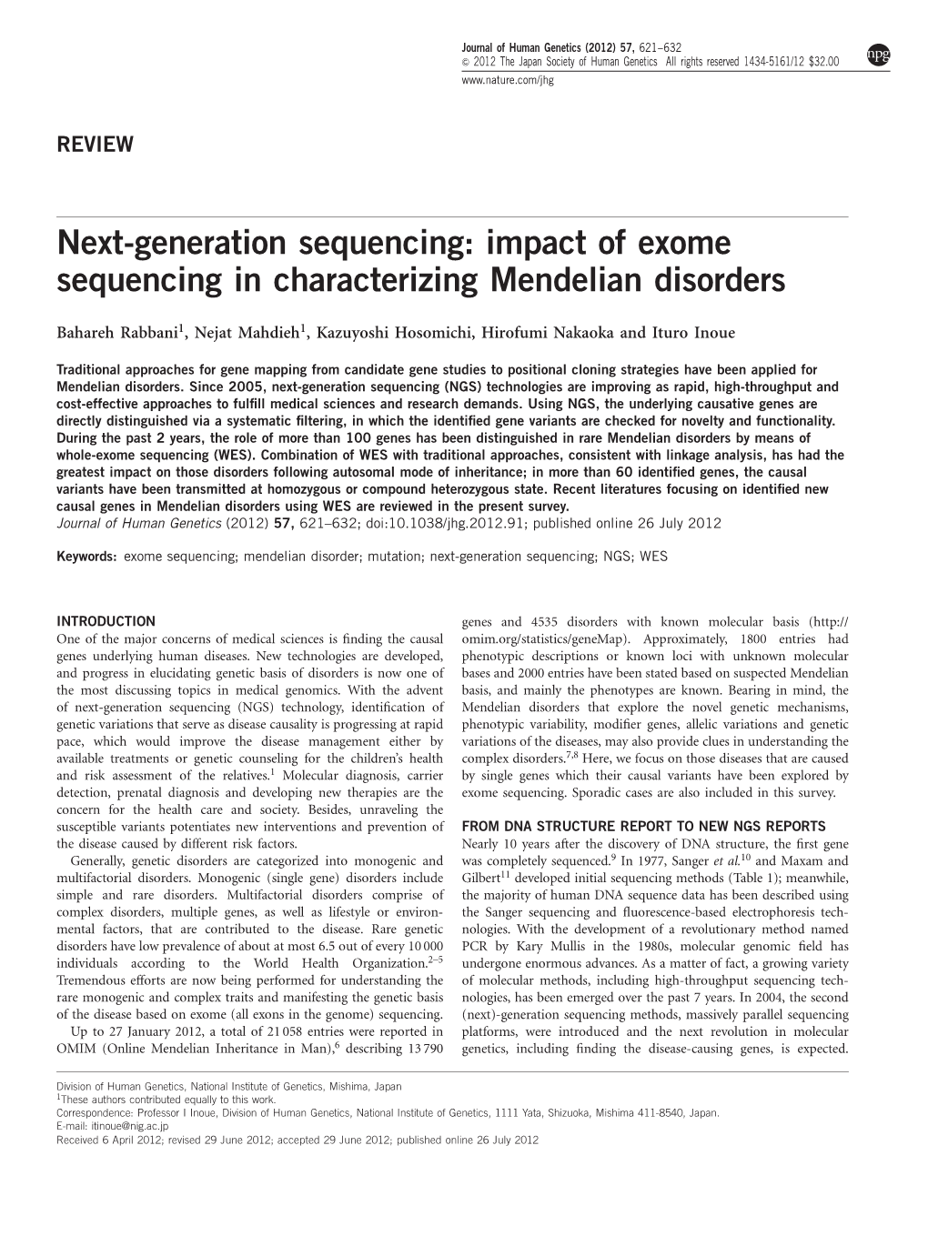 Impact of Exome Sequencing in Characterizing Mendelian Disorders