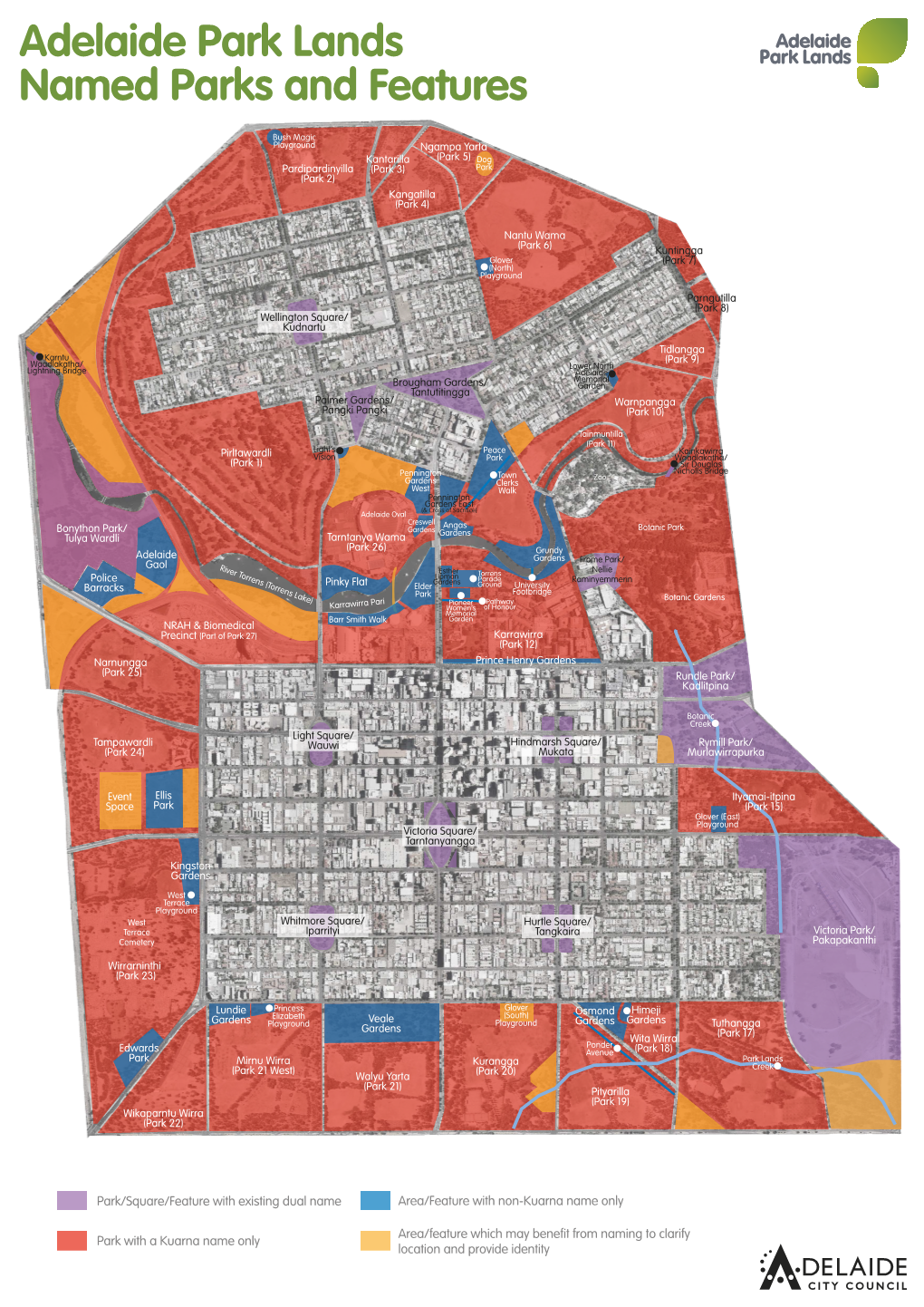 Adelaide Park Lands Named Parks and Features