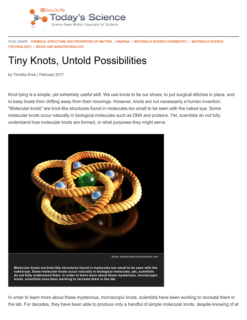Tiny Knots, Untold Possibilities by Timothy Erick | February 2017