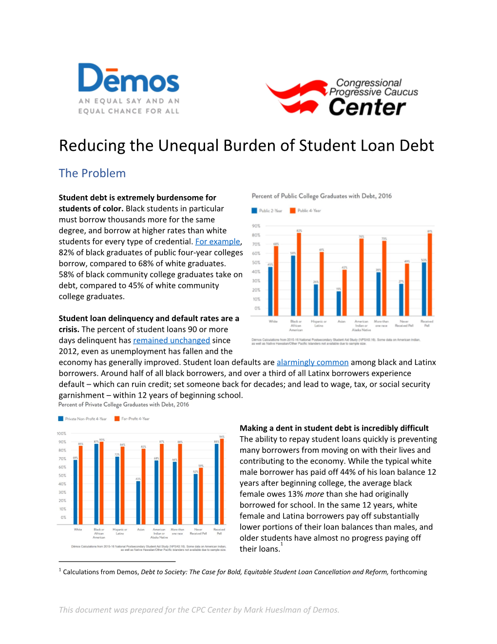 Reducing the Unequal Burden of Student Loan Debt the Problem