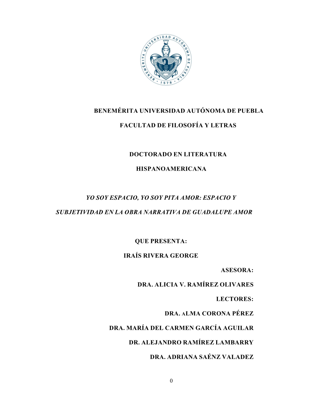 Benemérita Universidad Autónoma De Puebla Facultad De Filosofía Y Letras Doctorado En Literatura Hispanoamericana Yo Soy Espa