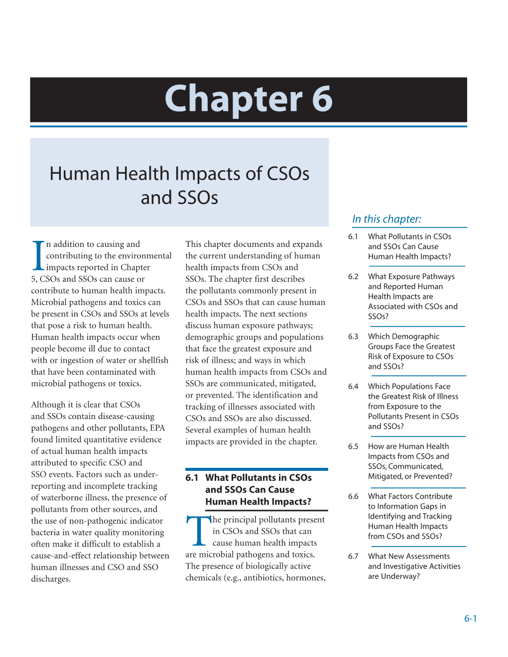 Chapter 6 Human Health Impacts of Csos and Ssos