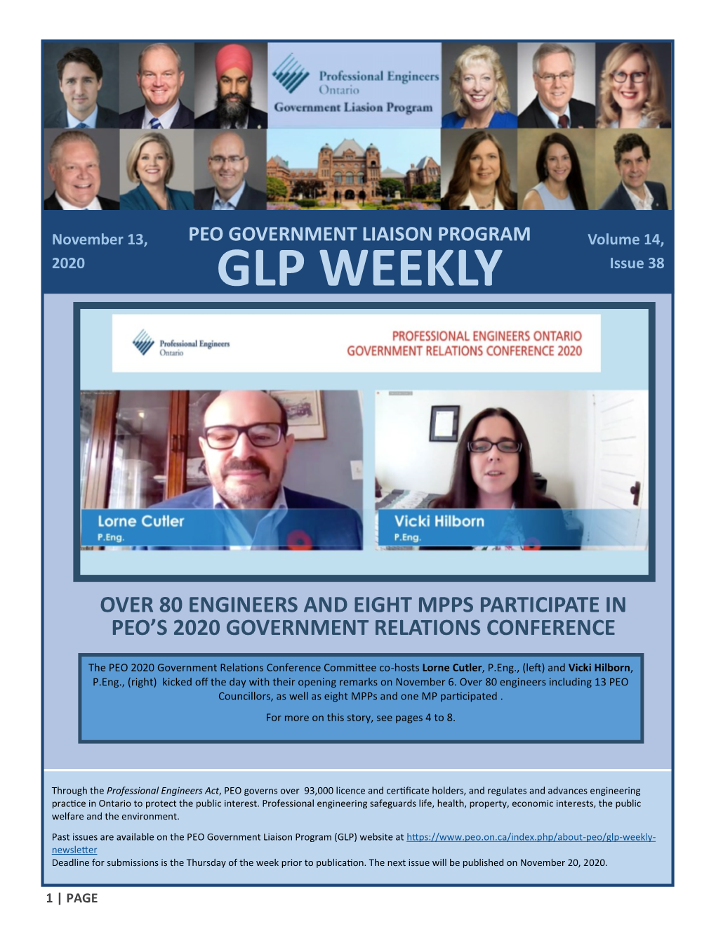 PEO GOVERNMENT LIAISON PROGRAM Volume 14, 2020 GLP WEEKLY Issue 38