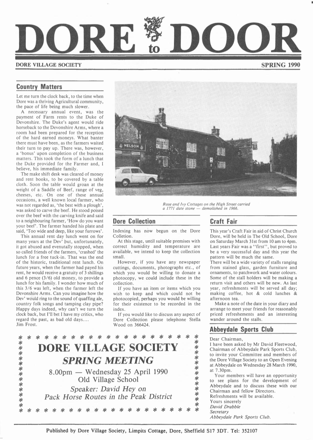 Door Dore Village Society Spring 1990