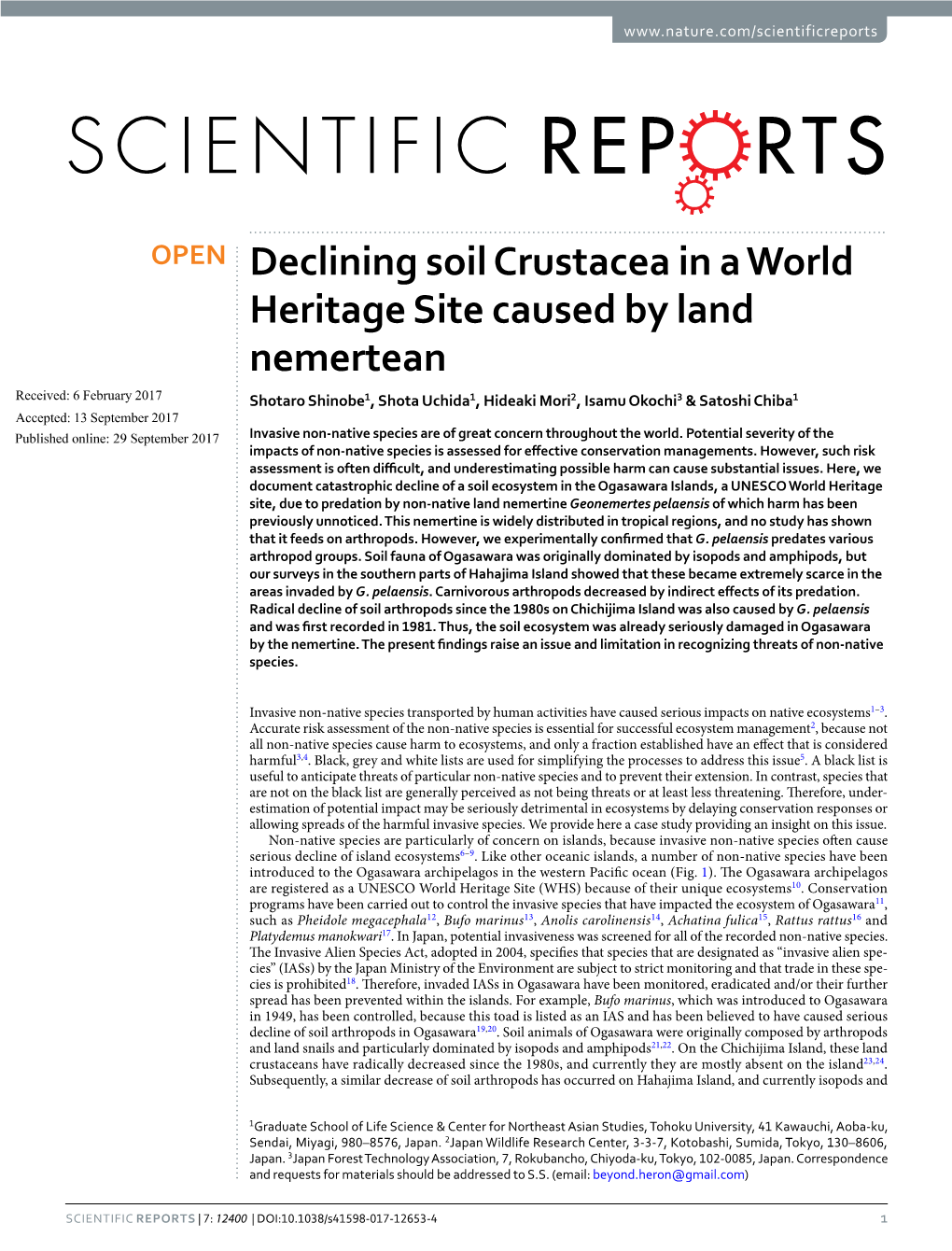 Declining Soil Crustacea in a World Heritage Site Caused By