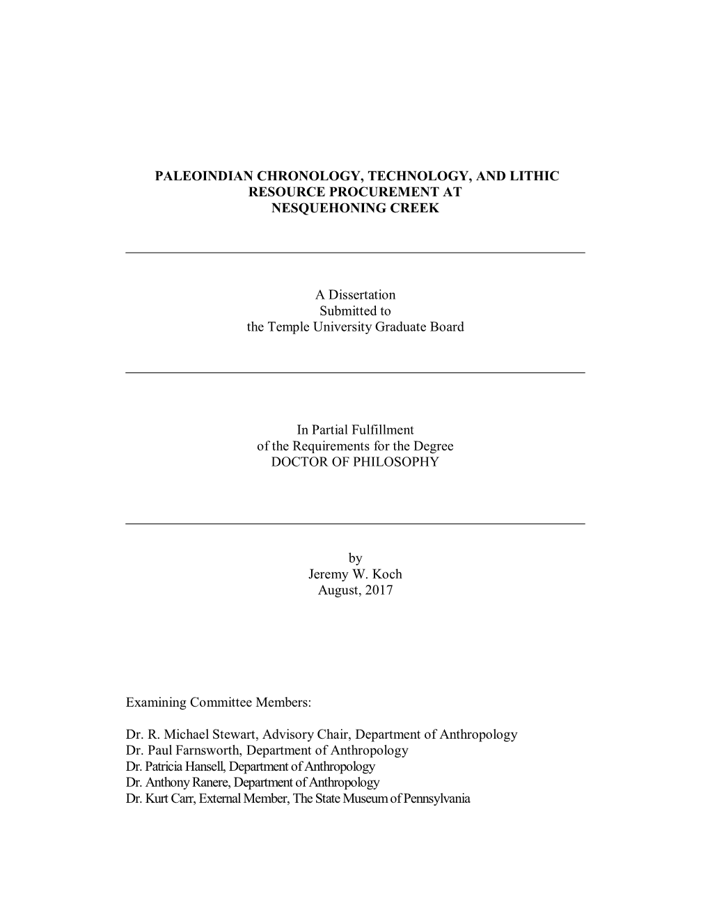 Paleoindian Chronology, Technology, and Lithic Resource Procurement at Nesquehoning Creek