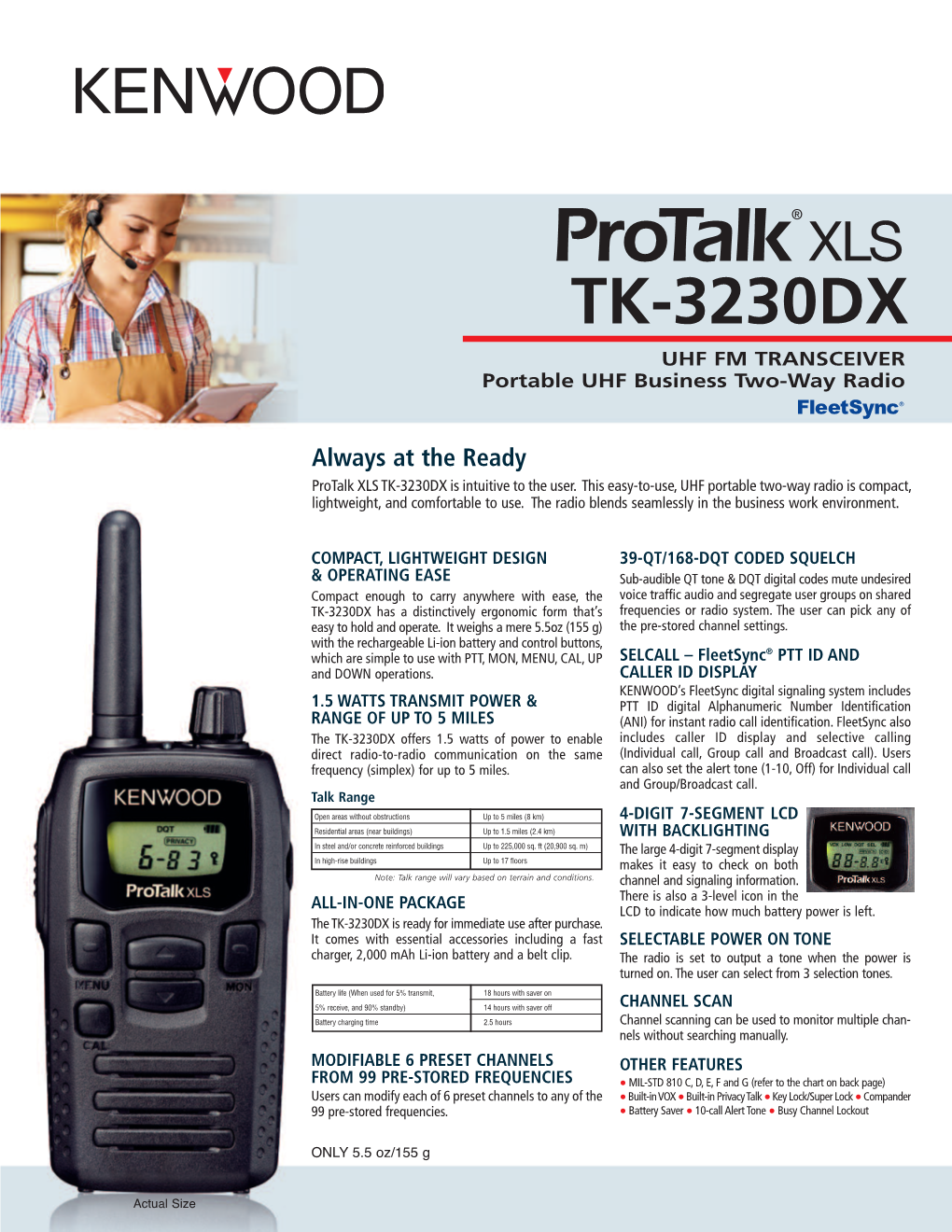 TK-3230DX UHF FM TRANSCEIVER Portable UHF Business Two-Way Radio
