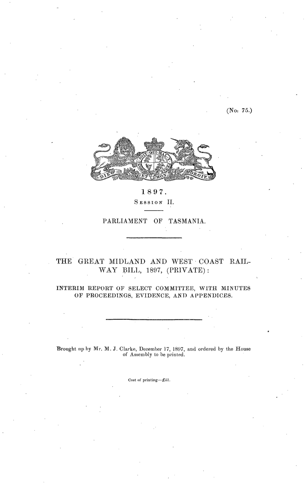 The Great Midland and West Coast Railway Bill 1897