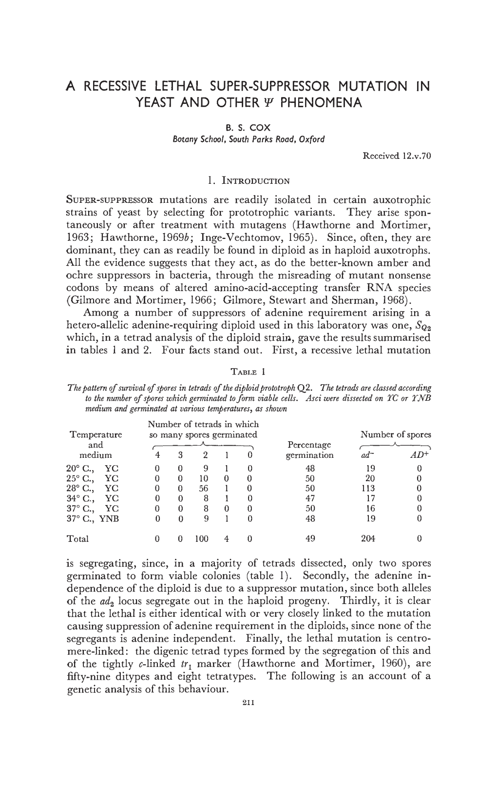 Taneously Or After Treatment with Mutagens (Hawthorne and Mortimer, 1963; Hawthorne, 1969B; Inge-Vechtomov, 1965)