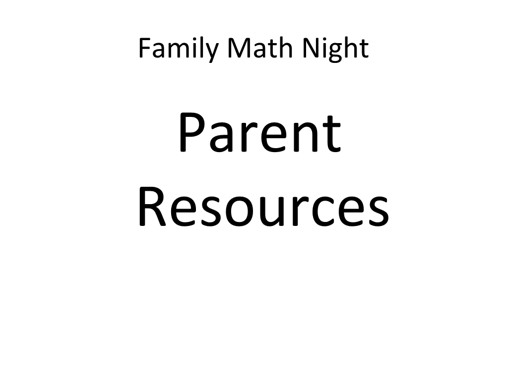 Family Math Night Resources.Pdf