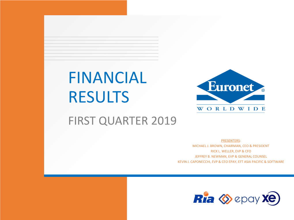 Financial Results First Quarter 2019