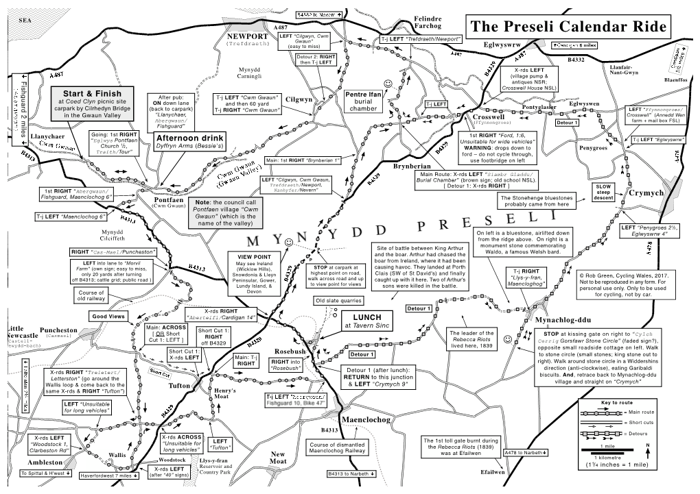 Our Preseli Calendar Ride Route Map