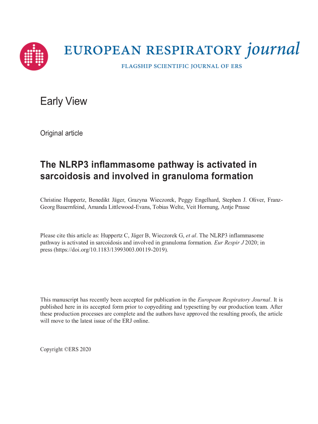 The NLRP3 Inflammasome Pathway Is Activated in Sarcoidosis and Involved in Granuloma Formation
