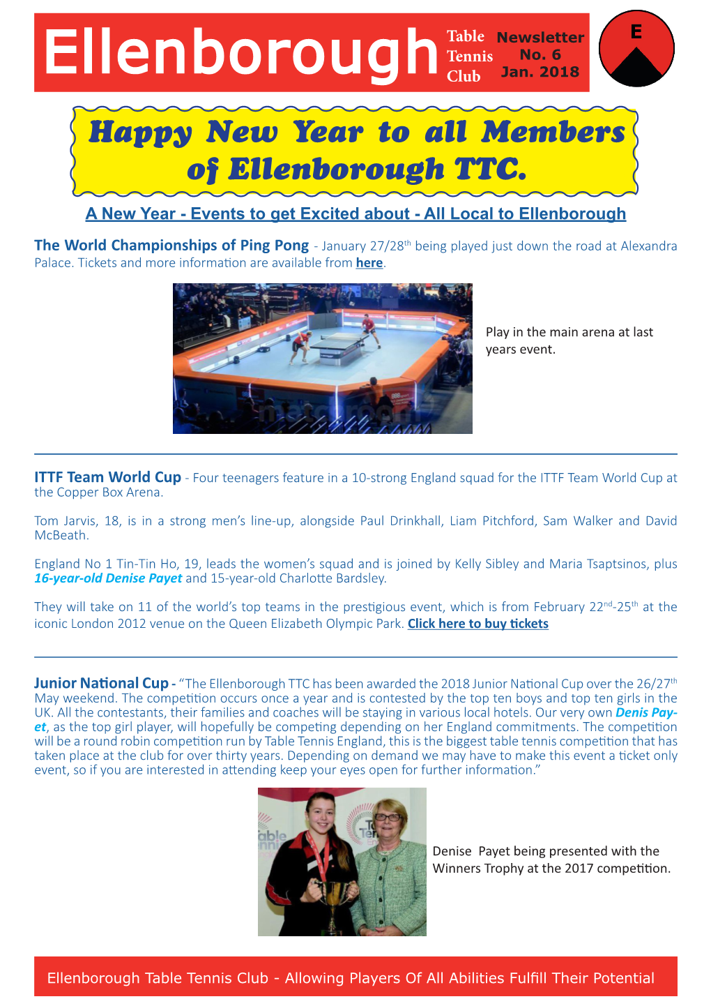 Jan. 2018 Happy New Year to All Members of Ellenborough TTC