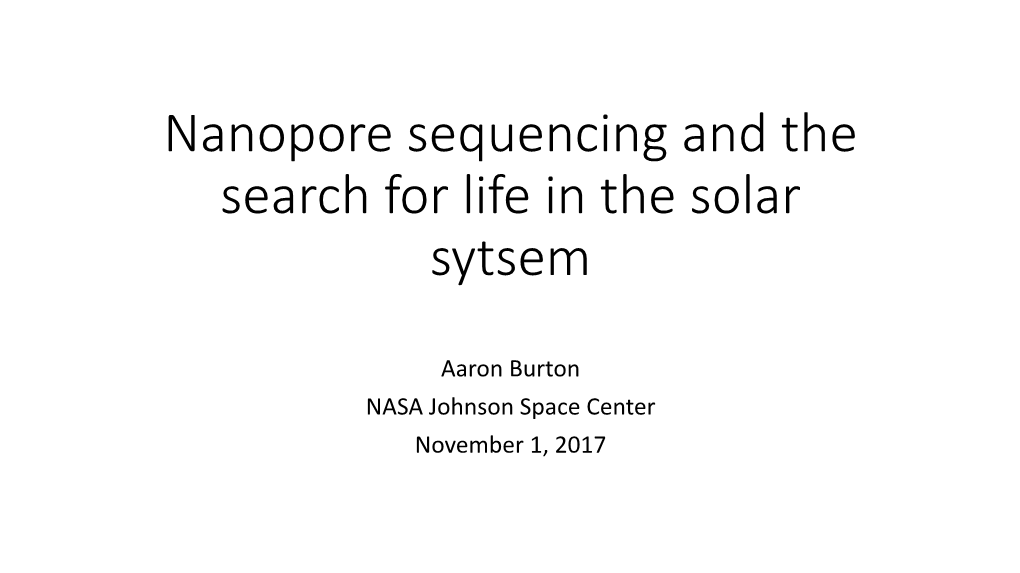 Nanopore Sequencing in the Search for Life in the Solar Sytsem
