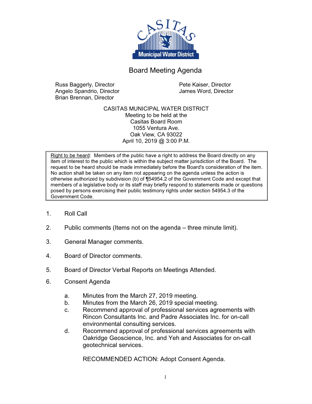 04-10-2019 Agenda Packet