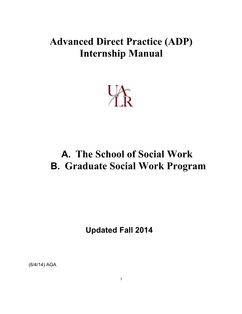 Advanced Direct Practice (Adp) Internship Manual