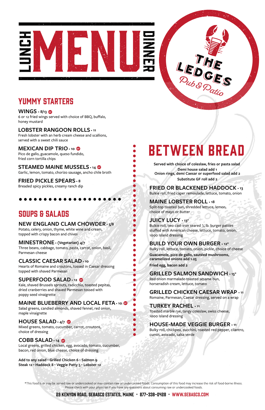 Browse a Sample Menu from the Ledges Pub