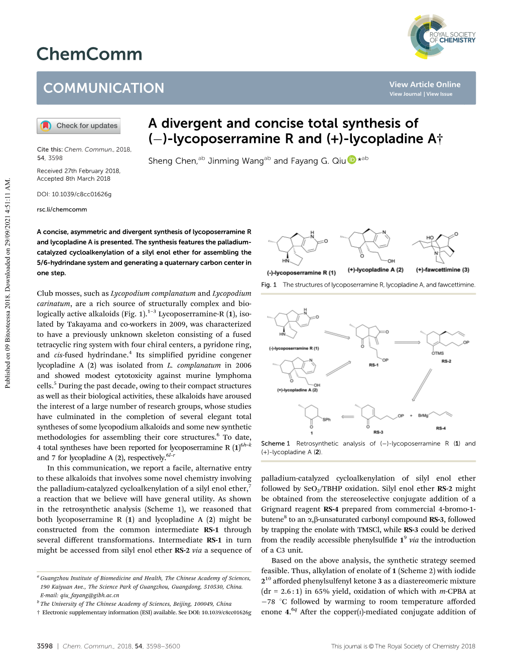 A Divergent and Concise Total Synthesis of (À)-Lycoposerramine R and (+)-Lycopladine A† Cite This: Chem