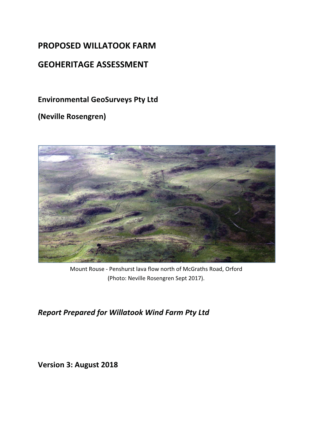 Proposed Willatook Farm Geoheritage Assessment