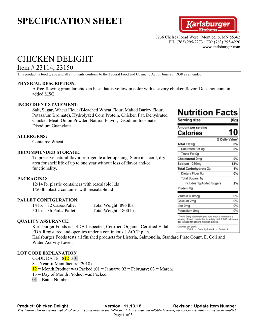 231 Chicken Delight Base