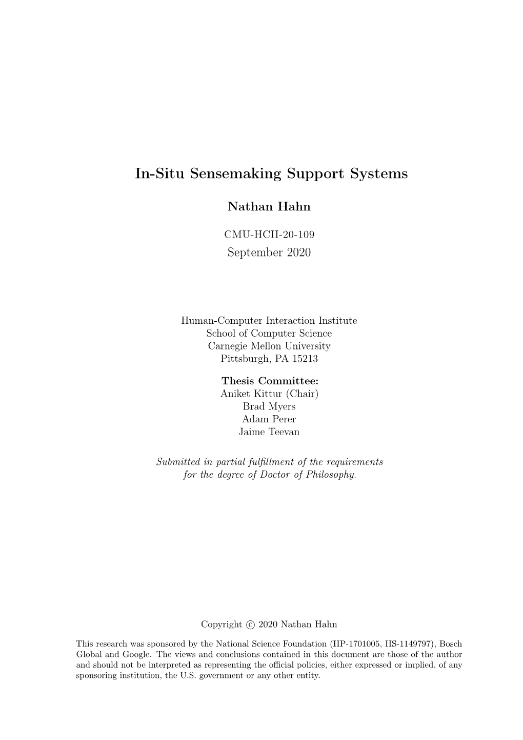 In-Situ Sensemaking Support Systems