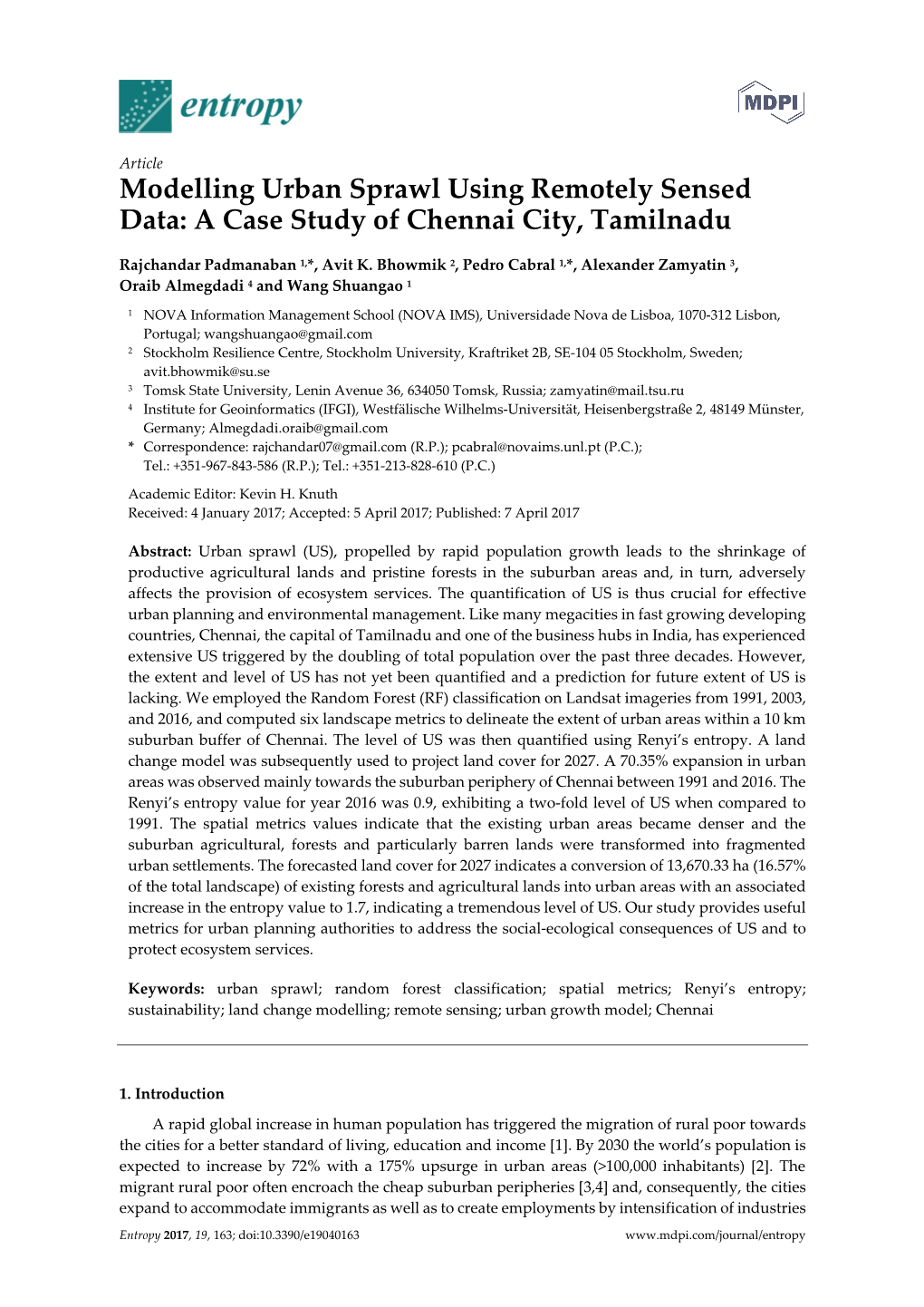 A Case Study of Chennai City, Tamilnadu