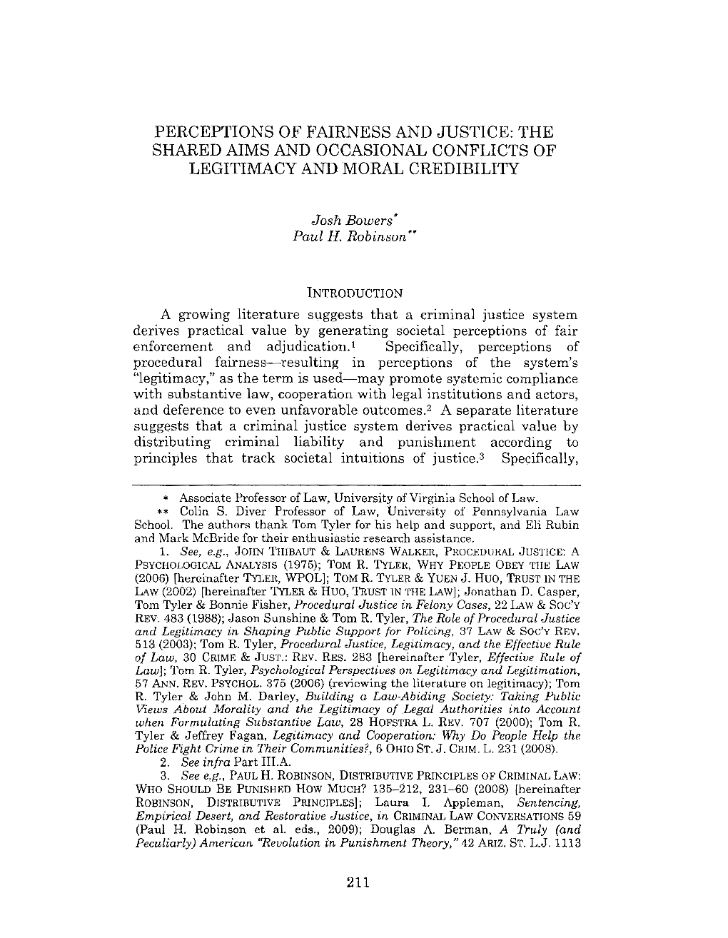 Perceptions of Fairness and Justice: the Shared Aims and Occasional Conflicts of Legitimacy and Moral Credibility