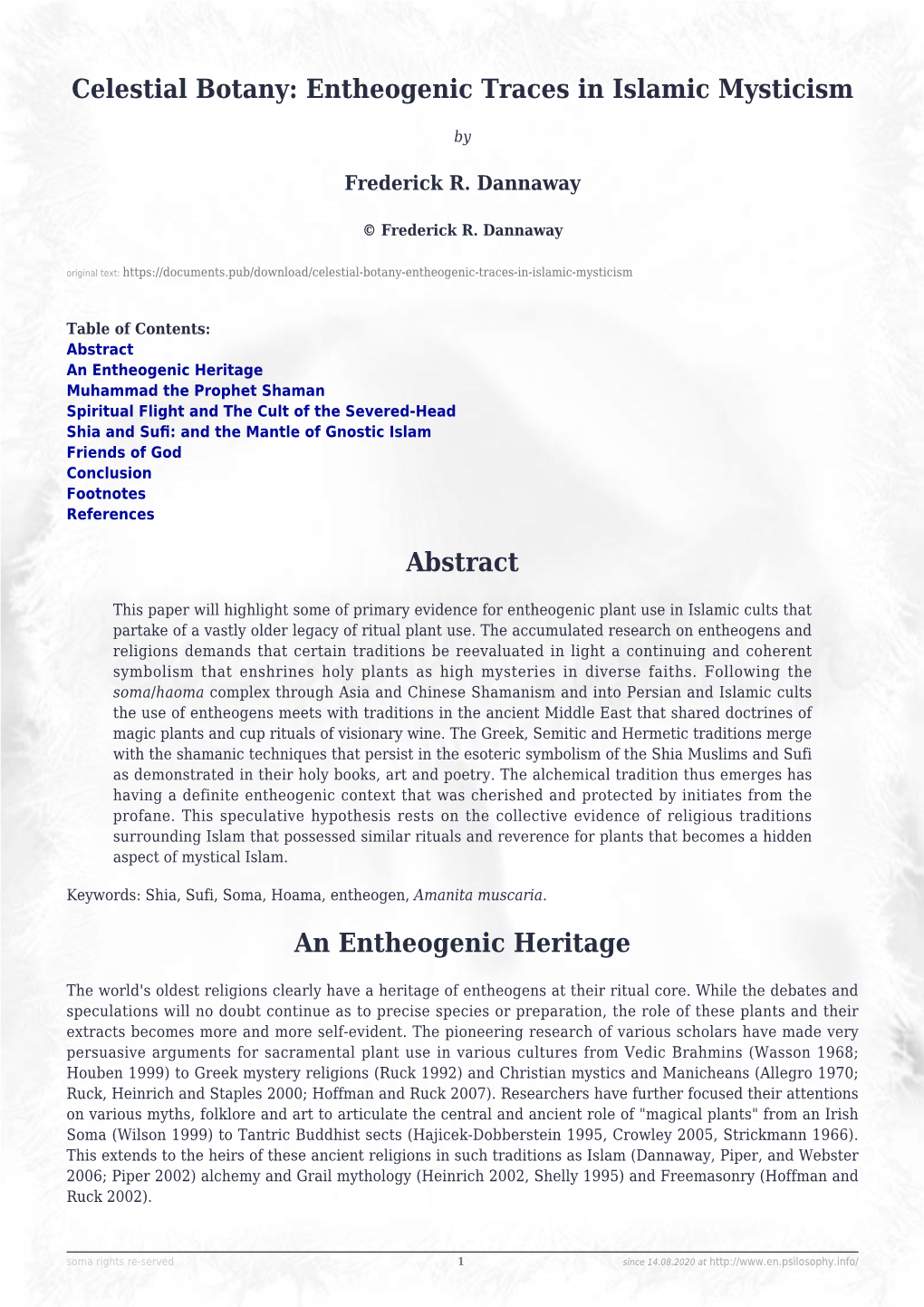 Celestial Botany: Entheogenic Traces in Islamic Mysticism