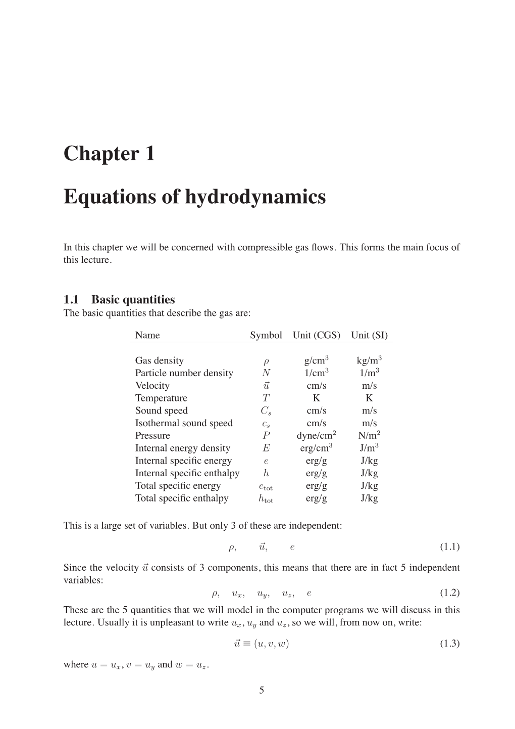 Chapter 1 Equations of Hydrodynamics