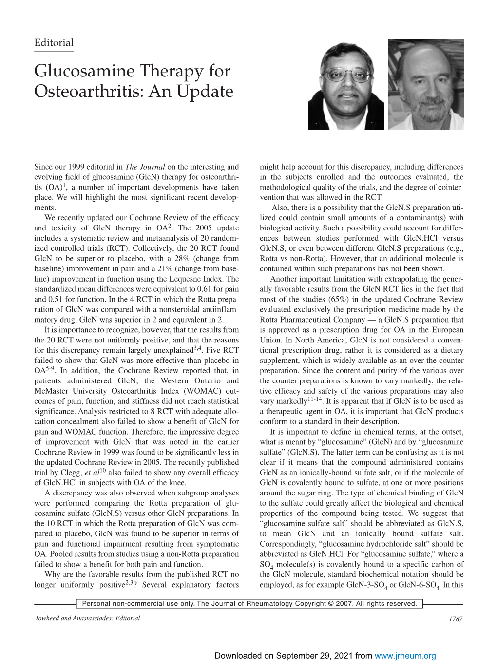 Glucosamine Therapy for Osteoarthritis: an Update