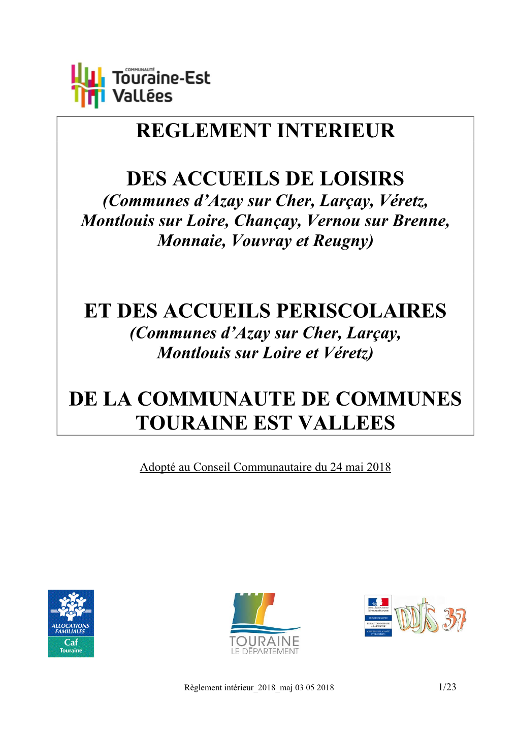 Reglement Interieur Des Accueils De Loisirs Et Des