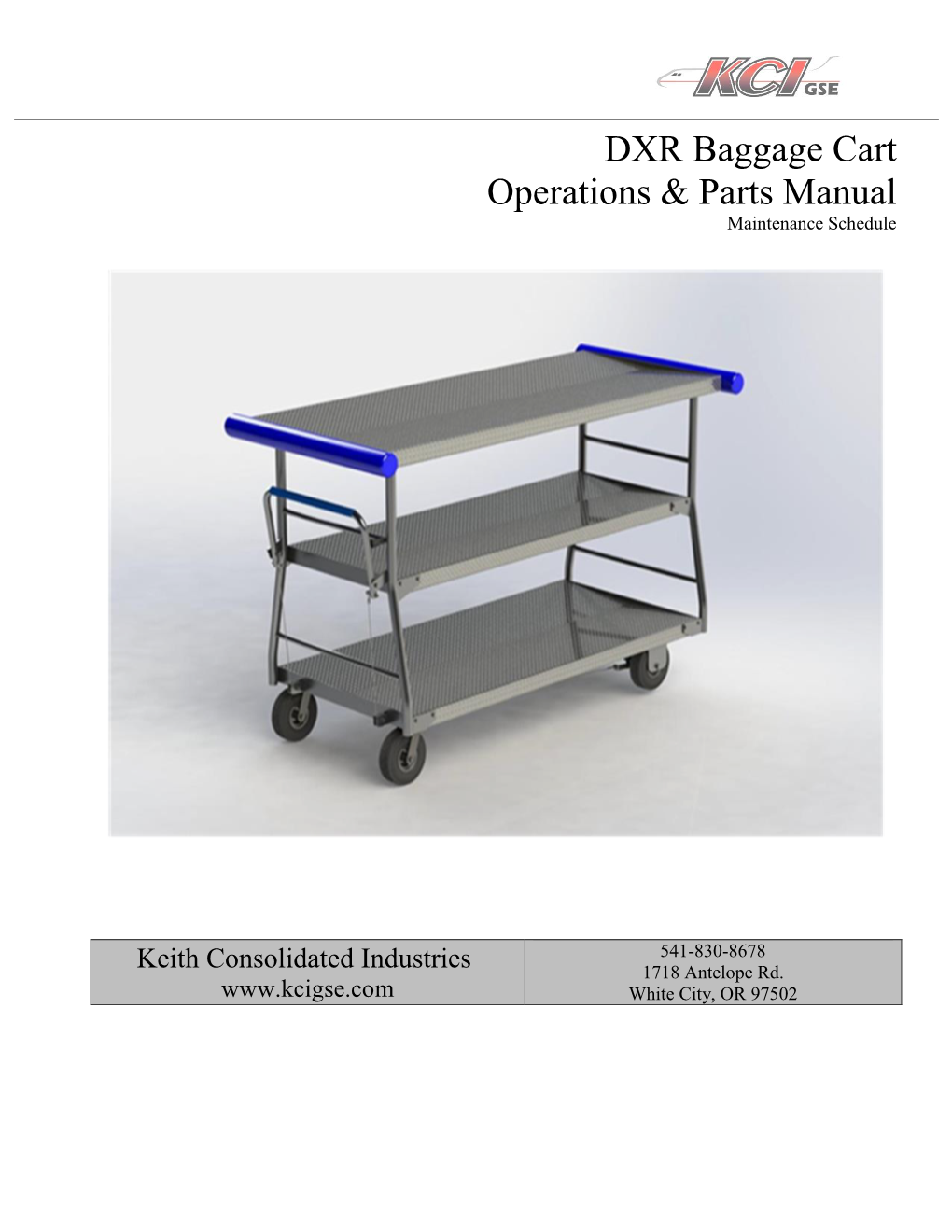 DXR Baggage Cart Operations & Parts Manual