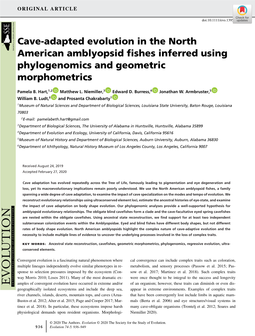 Cave‐Adapted Evolution in the North American Amblyopsid Fishes