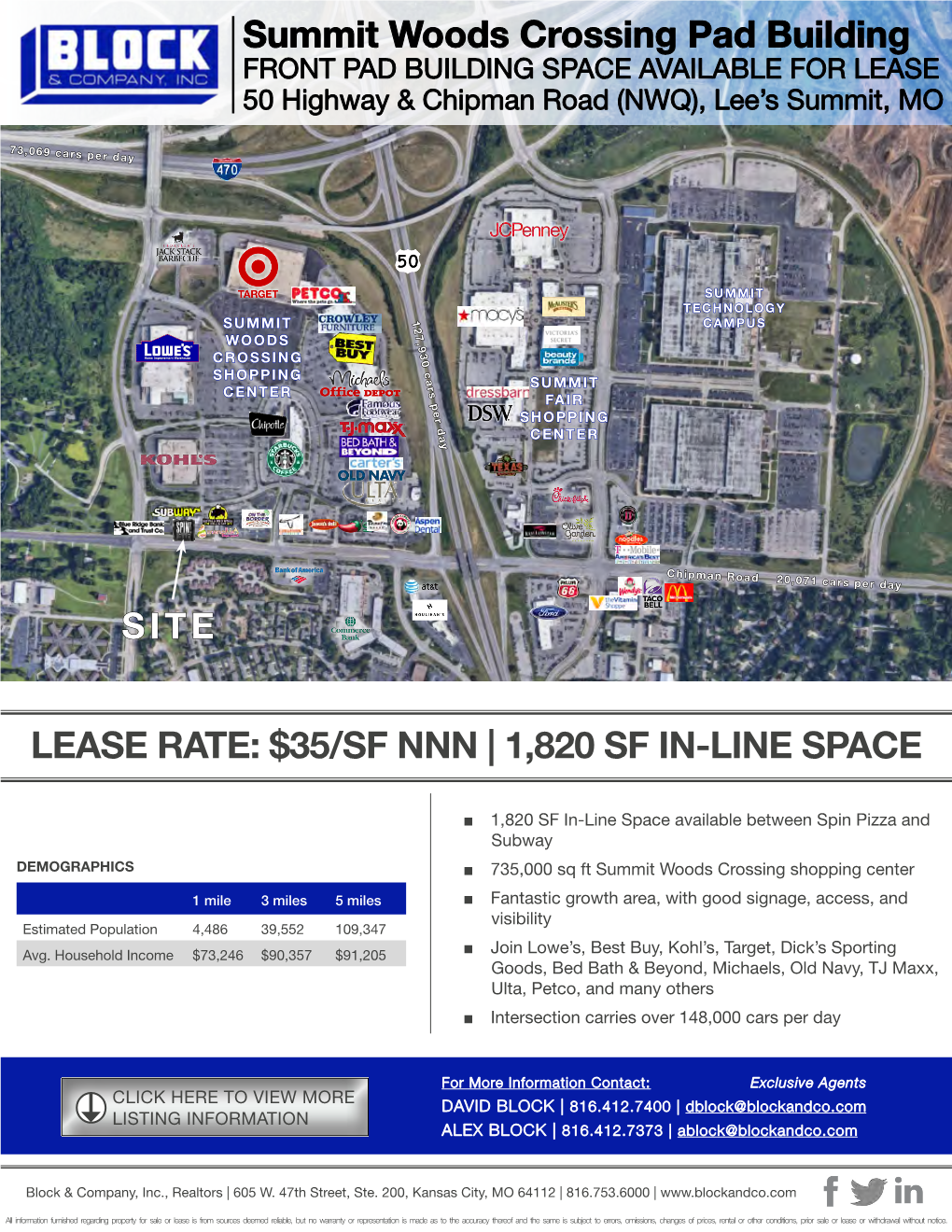 Summit Woods Crossing Pad Building FRONT PAD BUILDING SPACE AVAILABLE for LEASE 50 Highway & Chipman Road (NWQ), Lee’S Summit, MO