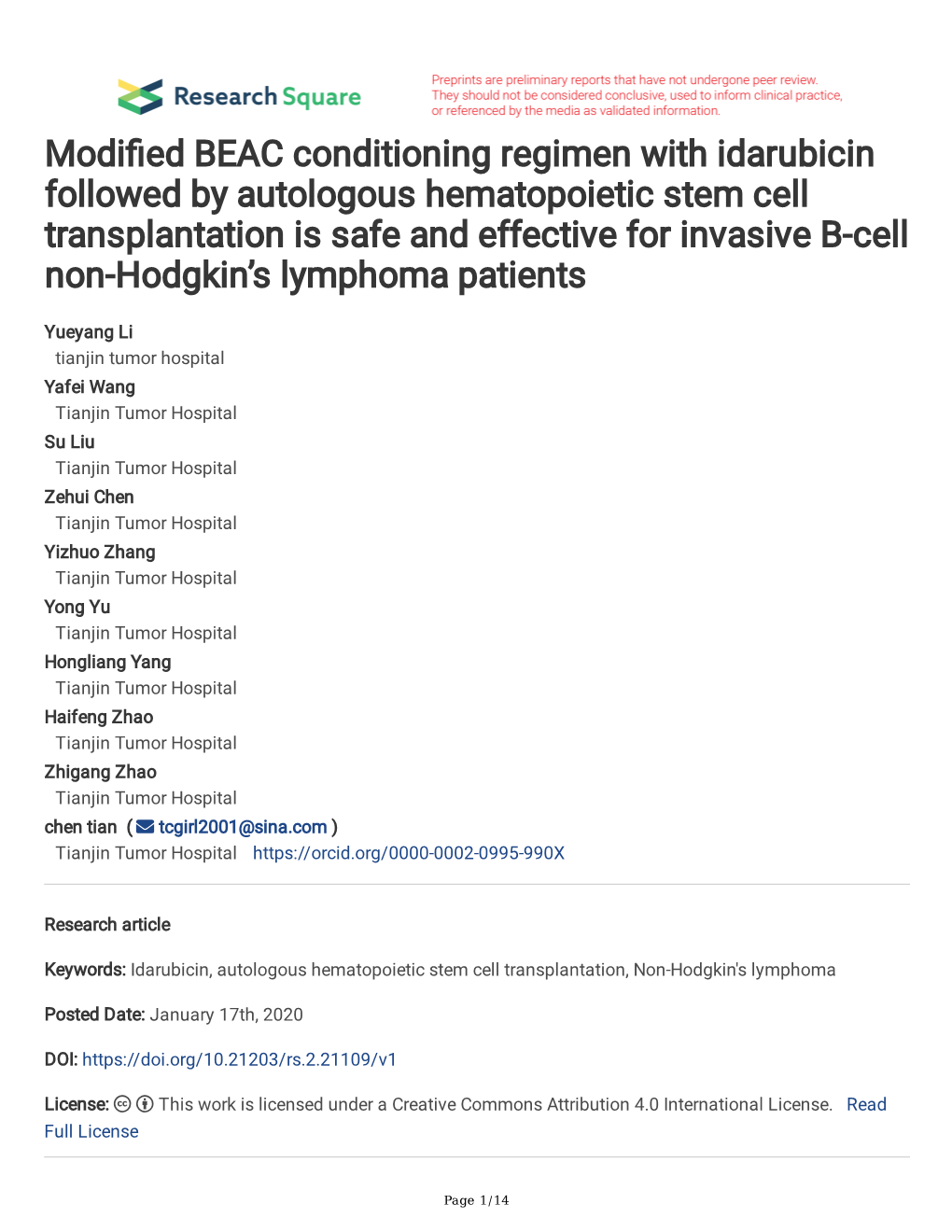 Modi Ed BEAC Conditioning Regimen with Idarubicin Followed by Autologous Hematopoietic Stem Cell Transplantation Is Safe And