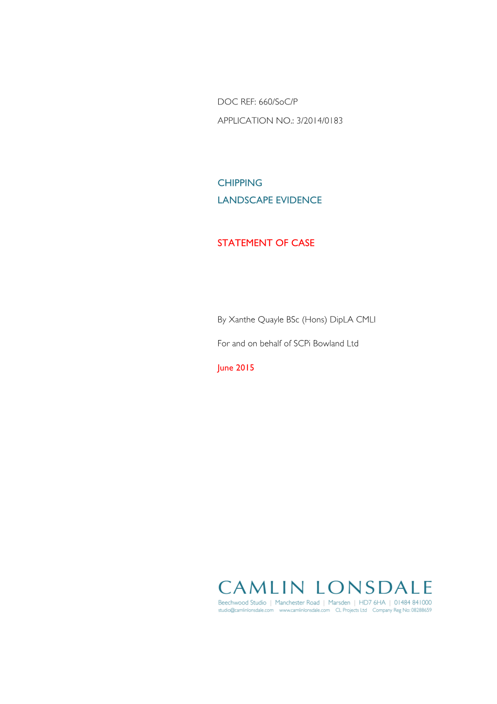 Chipping Landscape Evidence Statement of Case