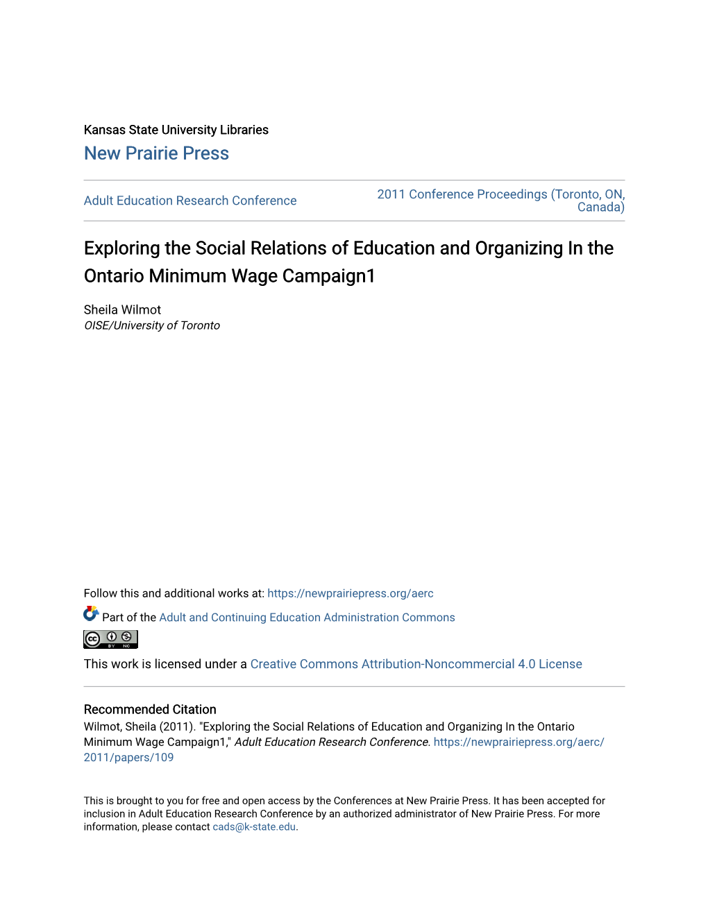 Exploring the Social Relations of Education and Organizing in the Ontario Minimum Wage Campaign1